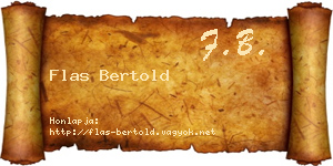 Flas Bertold névjegykártya